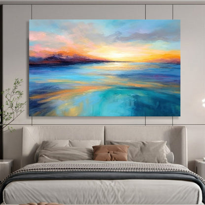 “Vibrant Sunset Over The Sea” Seascape Painting On Canvas DLZ069