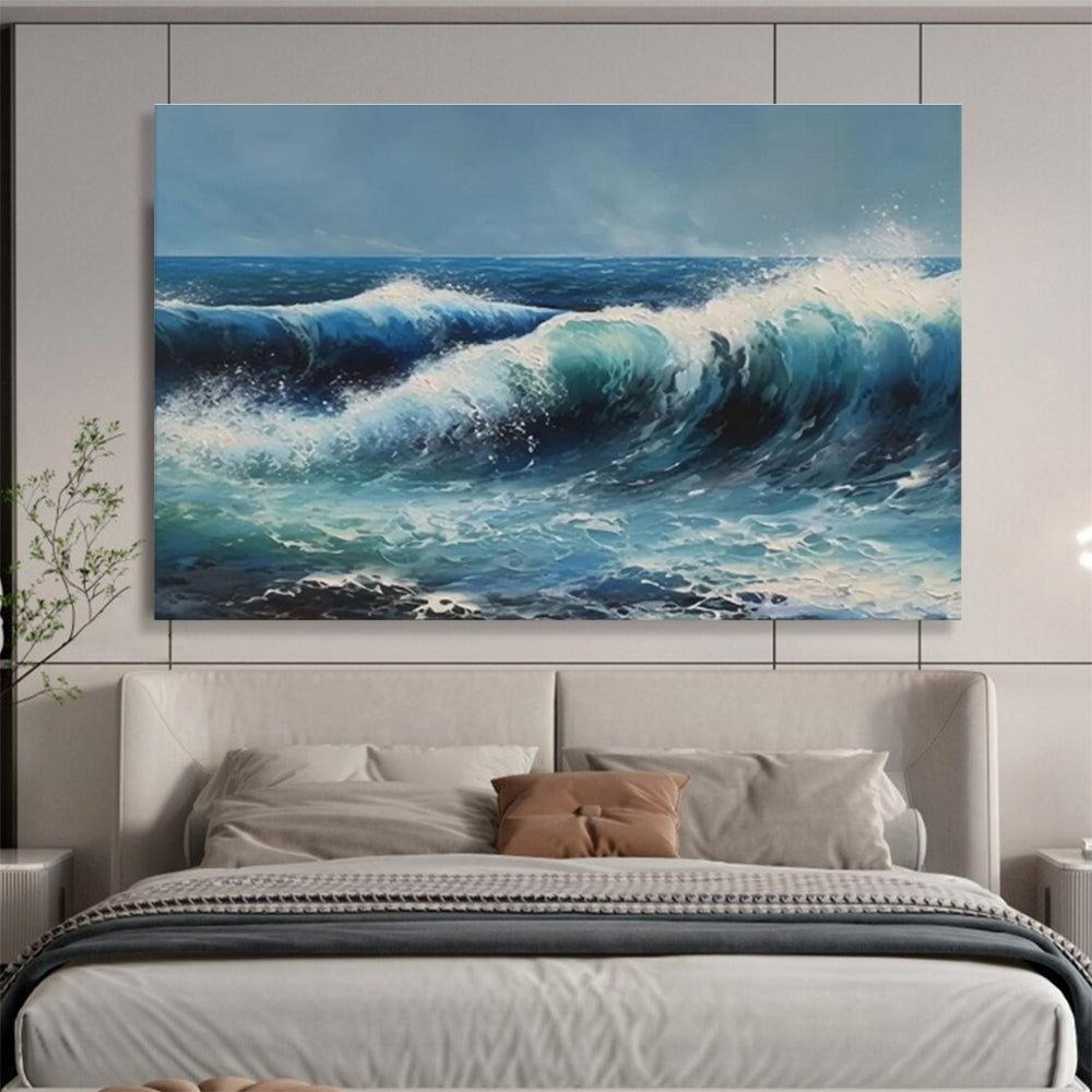 Dynamic Ocean Wave Painting On Canvas DKH324