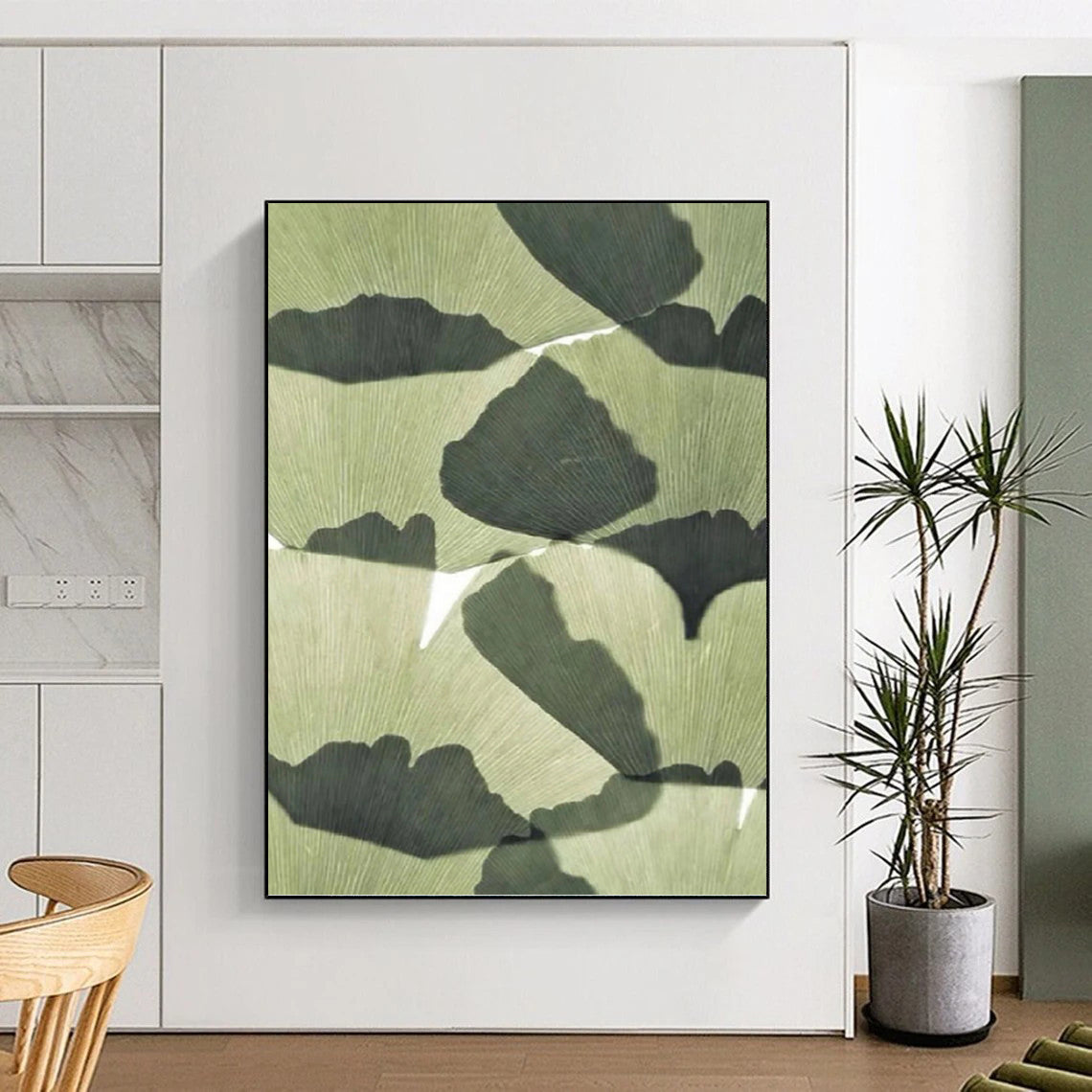 “Ginkgo Leaf Shadows” - Nature - Inspired Abstract Painting On Canvas DKH1070