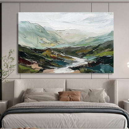 “Colorful Mountain Valley” Impasto Landscape Painting On Canvas DKH468