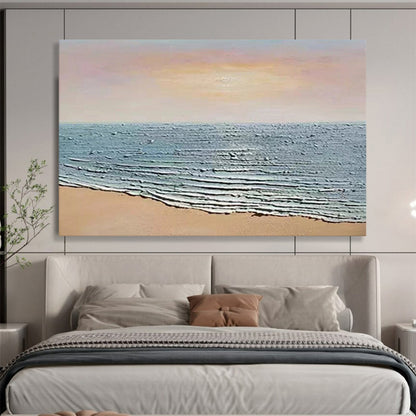 Textured Beach Waves - Impasto Seascape Painting On Canvas DLZ184