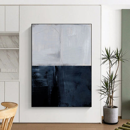 “Dual - Toned Abstract Divide” - Gray and Black Abstract Painting On Canvas DTP206