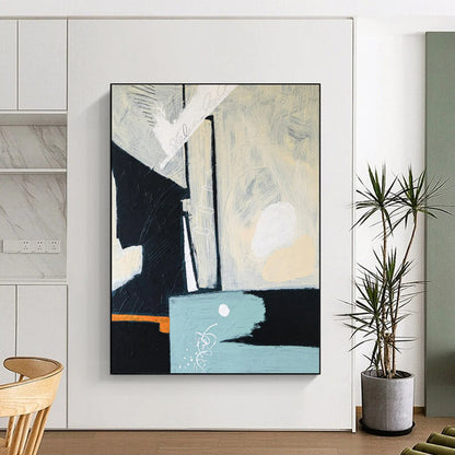 Neutral Tones Abstract - Blacks, Whites, and Subtle Pops Painting On Canvas CT2378