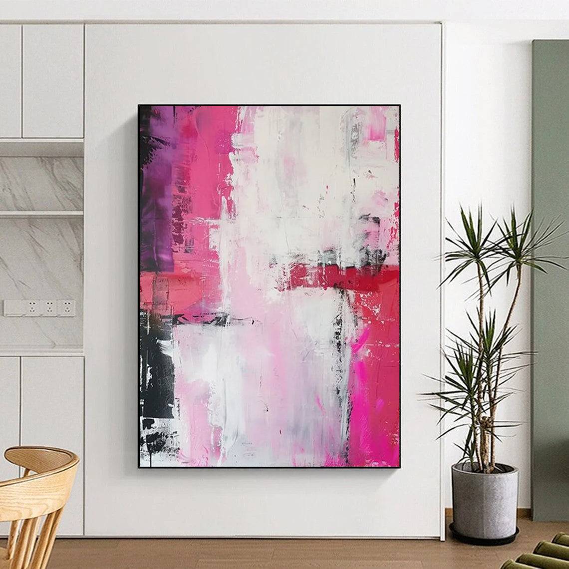 “Pink - Purple Abstract Textures” - Abstract Expressionist Painting On Canvas DTP114