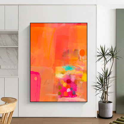 “Orange and Pink Abstract Collage” - Modern Abstract Painting CT2002