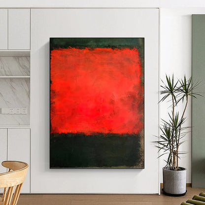 “Red & Black Color Blocks” - Bold Color Field Painting On Canvas DKH1614