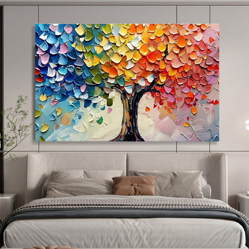 “Colorful Palette Knife Tree” - Whimsical Landscape Painting On Canvas DKH798
