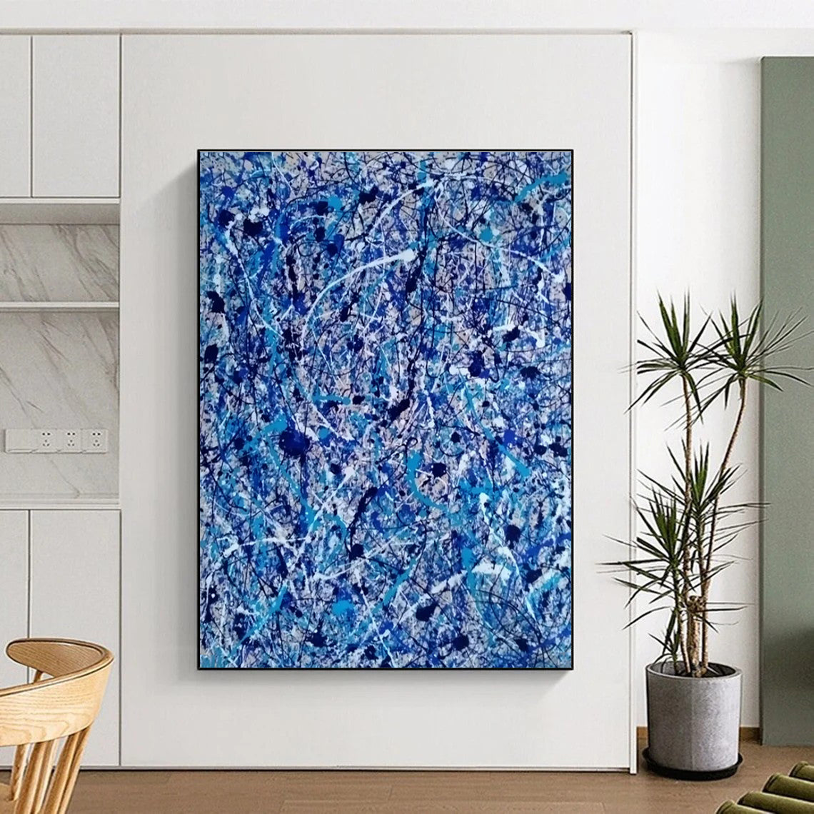 “Blue Drip Chaos” ，Abstract Expressionist Drip Art CT0886