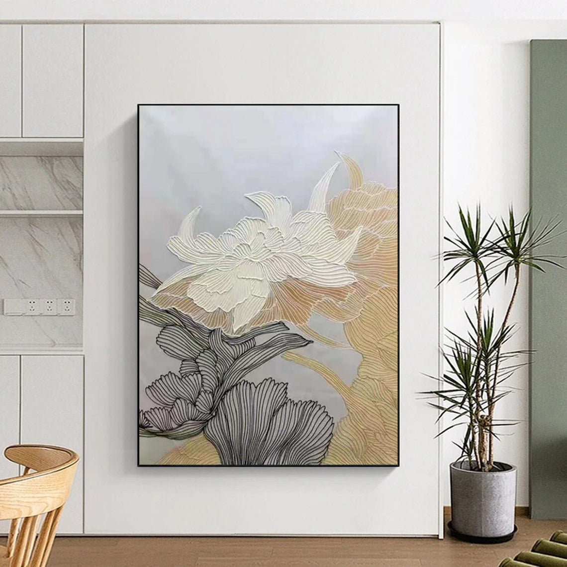 Line - Drawn Flowers Decorative Abstract Art CT1958