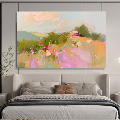 Pastel Landscape Dream Soft Colors Floral & Rural Scene Painting On Canvas DKH208