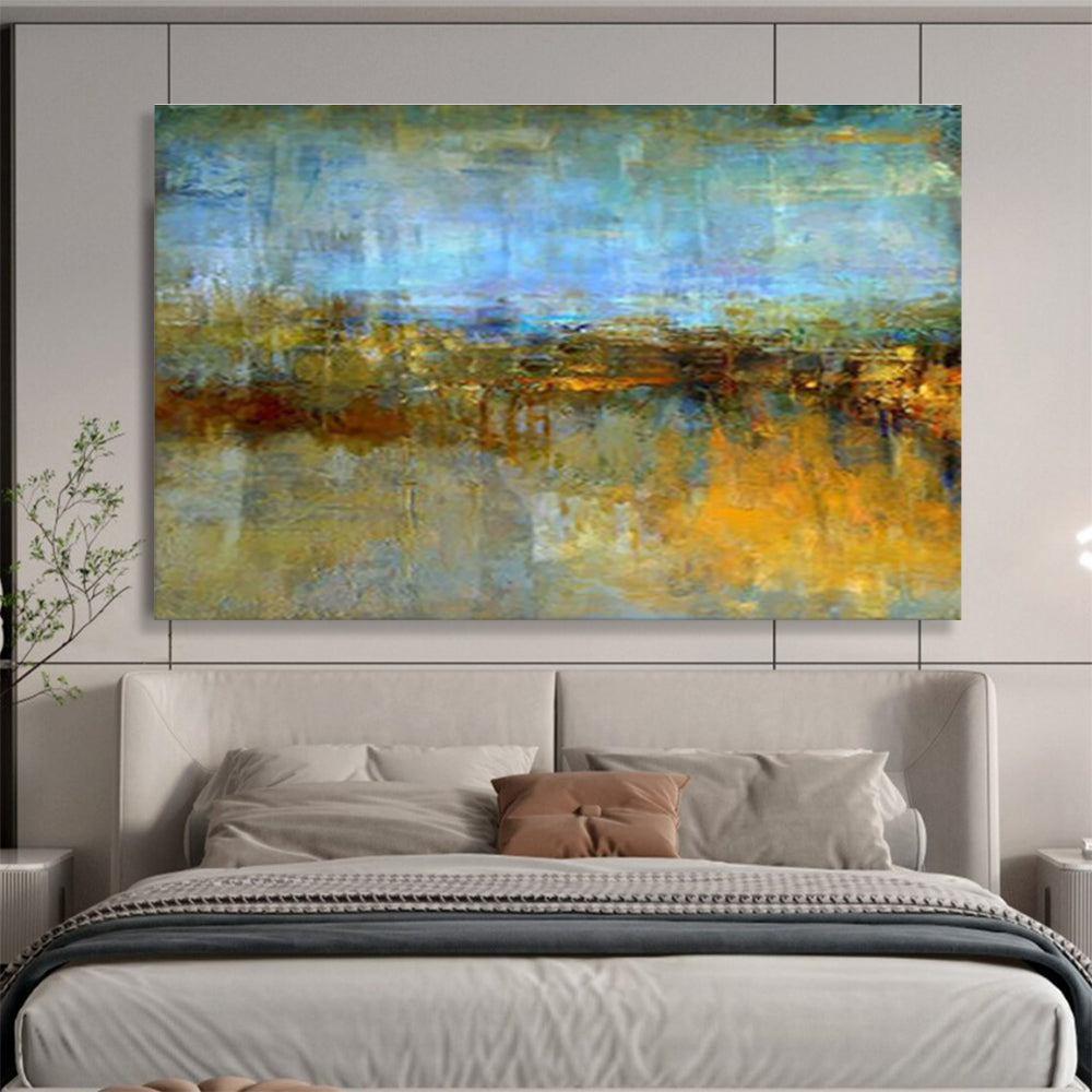 “Blue - Hued Abstract Landscape” Abstract Oil Painting On Canvas DKH372
