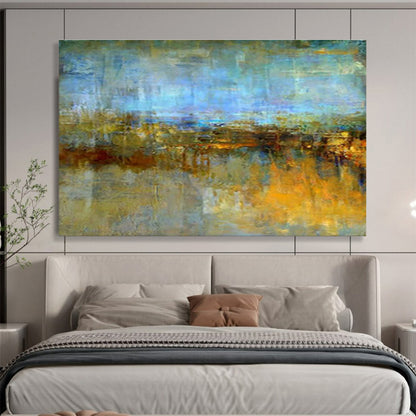 “Blue - Hued Abstract Landscape” Abstract Oil Painting On Canvas DKH372