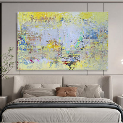 Bright Textured Abstract in Yellow and Pastels Painting On Canvas DKH194