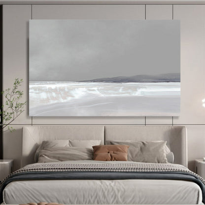 “Serene Gray and White Horizon” Abstract Landscape Painting On Canvas DLZ137