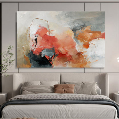 “Coral - Gray Abstract Emotions” Abstract Acrylic Painting On Canvas DKH515