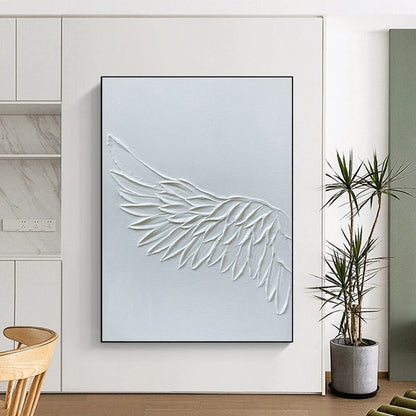 Textured White Wing Abstract - Abstract Sculptural Painting On Canvas DKH1485