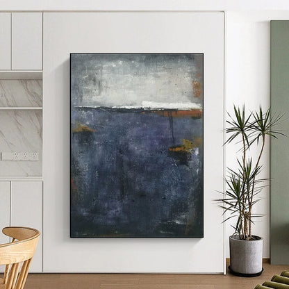 “Moody Gray and Blue” ，Abstract Landscape Oil Painting CT0903