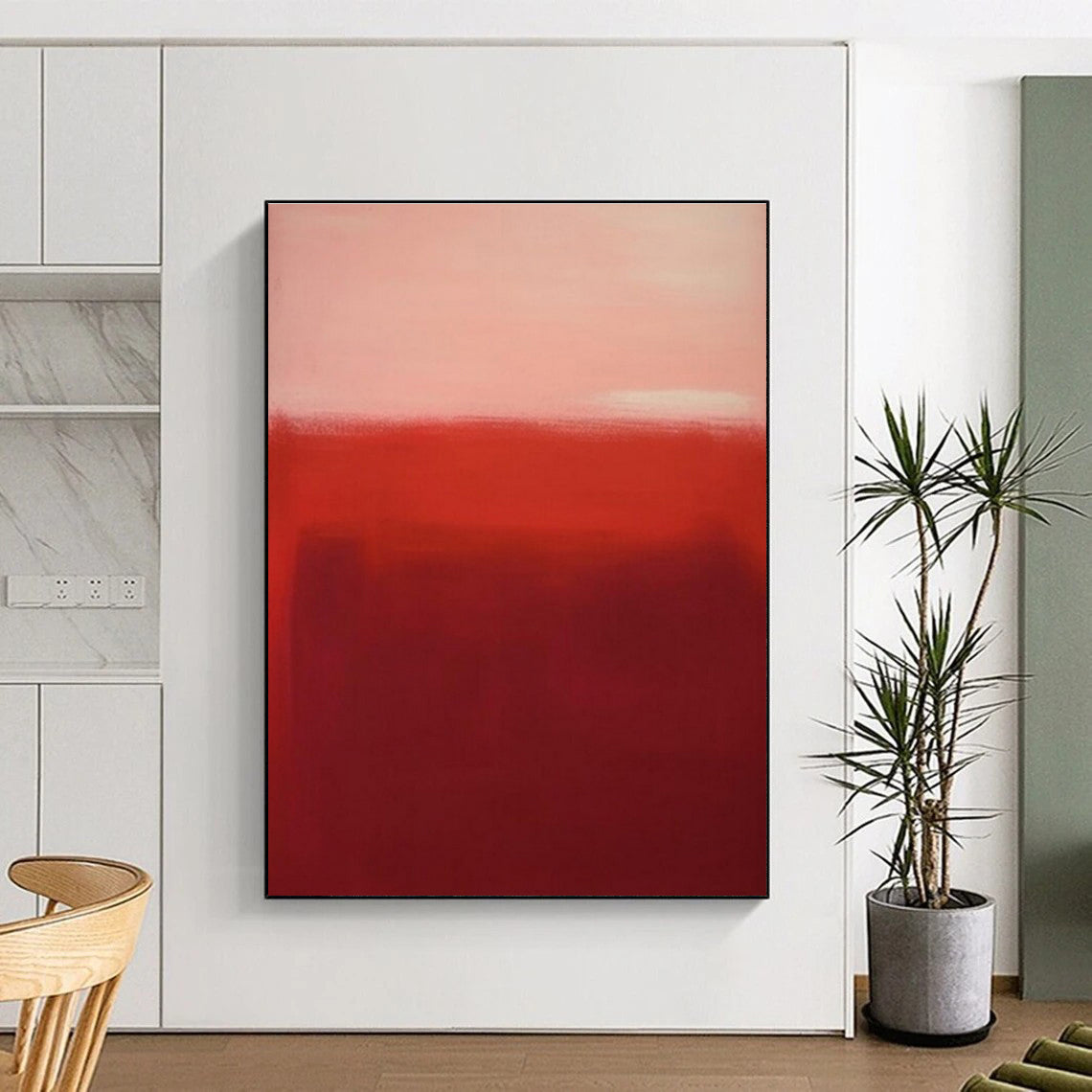 Gradient Red Tones, “Crimson Calm” - Color - Field Oil Painting CT0744