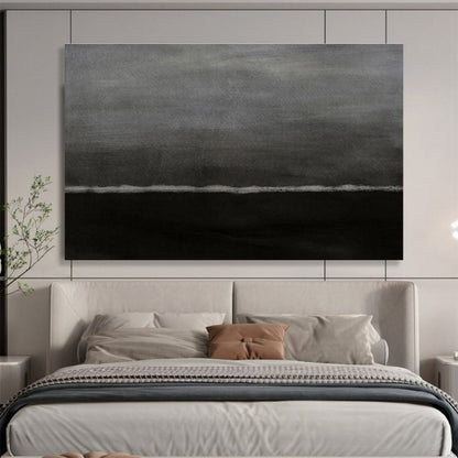 Dark Horizon - Monochromatic Abstract Landscape Painting On Canvas DKH598