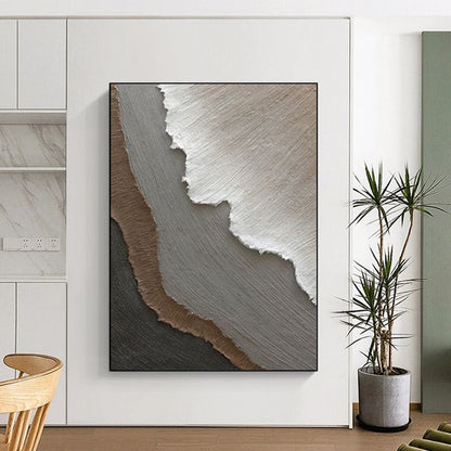 “Neutral Layered Abstraction - Gray, Brown, White Textured Art” Painting On Canvas DTP269