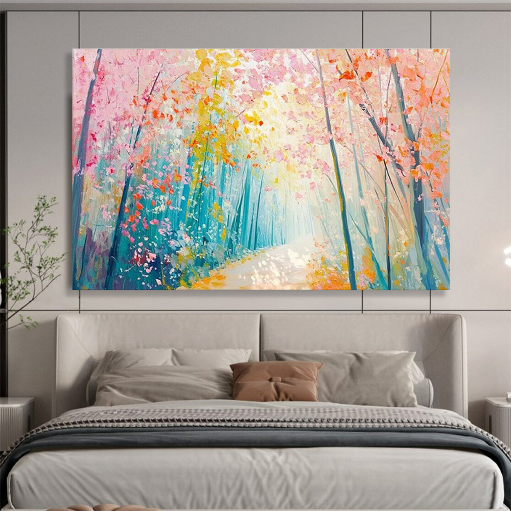 “Pastel Forest Path” - Dreamy Landscape Painting On Canvas DKH814