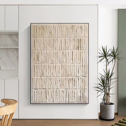 “Textured Neutral Grid Abstract” - Abstract Painting On Canvas CT2359