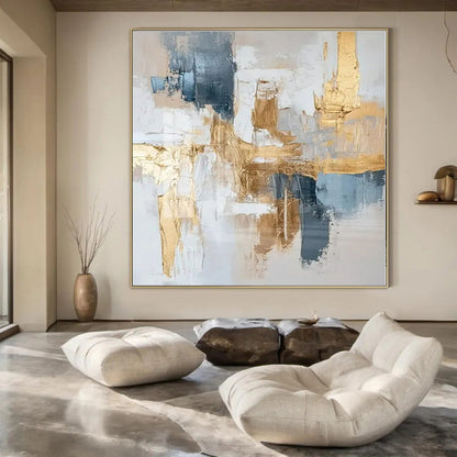 Blue - Gold Urban Abstract - Abstract Cityscape Acrylic CT1269