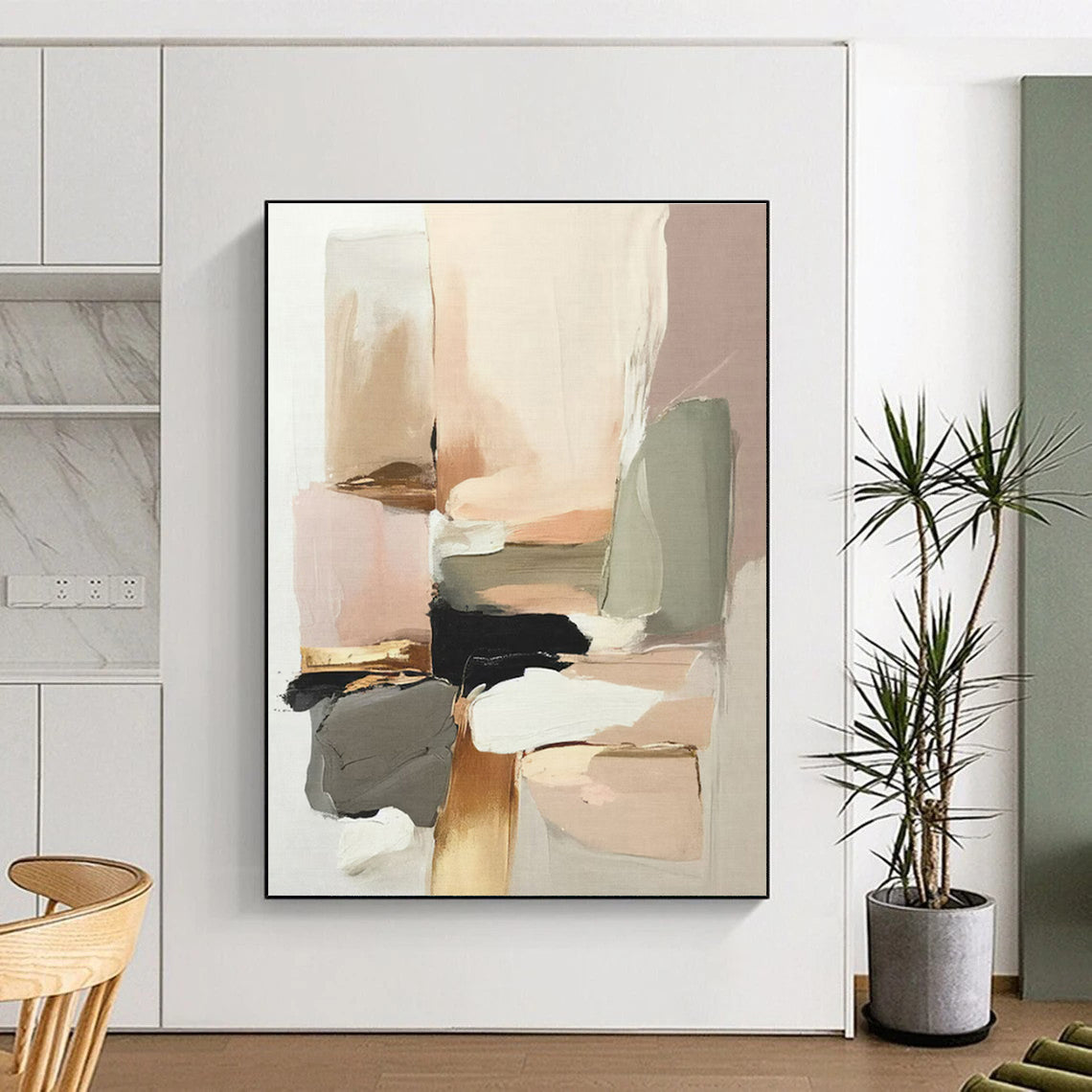 Soft Earth - Toned Blocks, “Warm Hues Serenity” - Abstract Geometric Acrylic Painting（Repeat, unique angle: ） CT0738