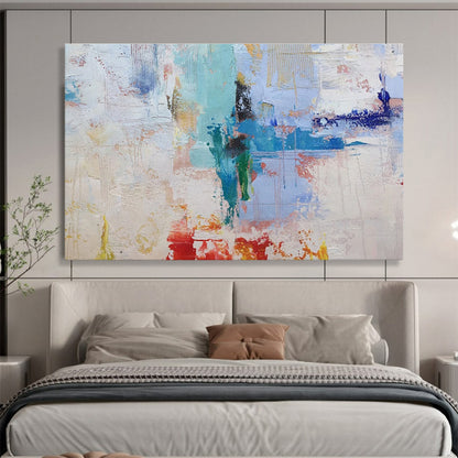 Pastel and Bold Color Abstract “Whimsical Chromatic Fusion” Painting On Canvas DKH113