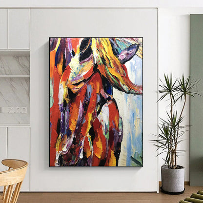 Vibrant Colorful Horse - Impasto Animal Painting On Canvas DKH1272