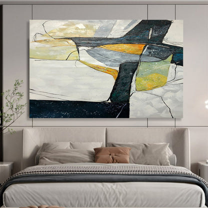 “Color - Blocked, Abstract Forms ‘Geometric Coastal Abstraction’” - Abstract Geometric Painting On Canvas DLZ038