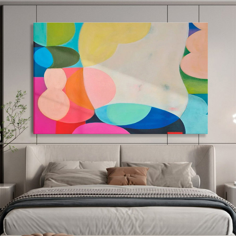 Colorful Geometric Abstract - Bold Shapes and Vibrant Hues Painting On Canvas DKH056