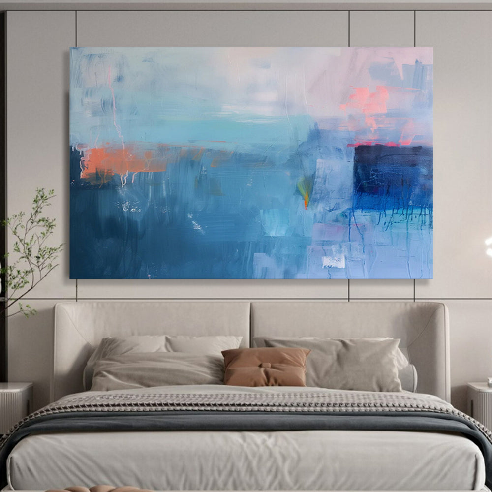 “Deep Blue Abstract Layers” Abstract Acrylic Painting On Canvas DKH478
