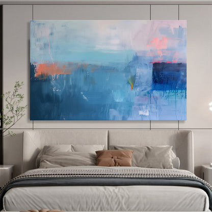 “Deep Blue Abstract Layers” Abstract Acrylic Painting On Canvas DKH478