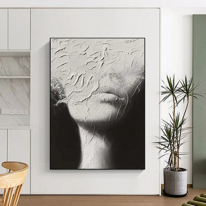 “Textured Veil” - Abstract Monochrome Plaster - Effect Art on Canvas CT1871