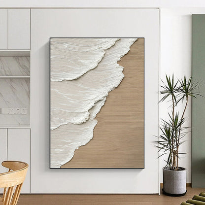 Textured Beige and White Abstract - Abstract Painting On Canvas DKH1476