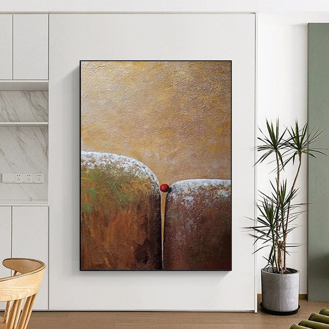 “Brown Textured Forms” - Surrealist Minimalist Painting On Canvas DTP033