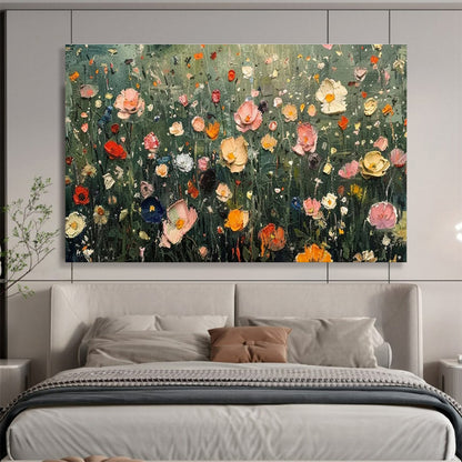 “Colorful Wildflower Meadow” - Lively Botanical Painting On Canvas DKH809