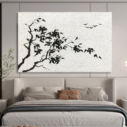 “Ink - Style Tree & Birds” Chinese Ink - Inspired Painting On Canvas DKH451