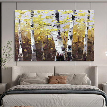 Aspen Trees in Autumn - Impressionistic Landscape Painting On Canvas DKH626