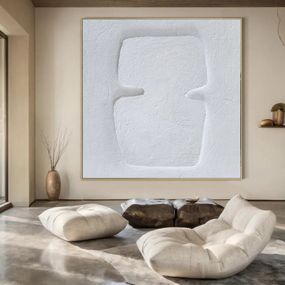 “Pure White Textured Form” – Abstract Plaster Art CT0994