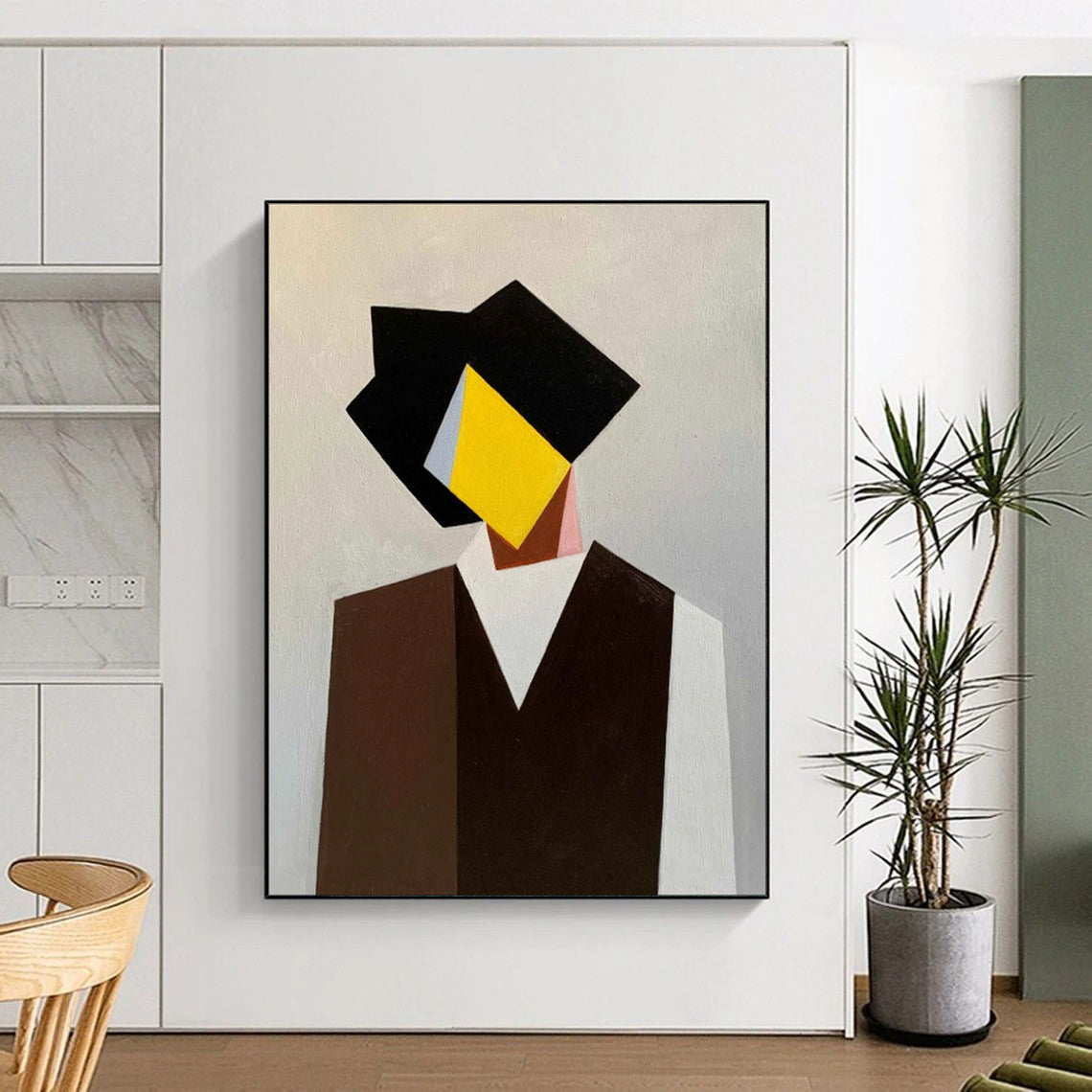 “Geometric Gentleman Silhouette” – Cubist Portrait Acrylic CT2076
