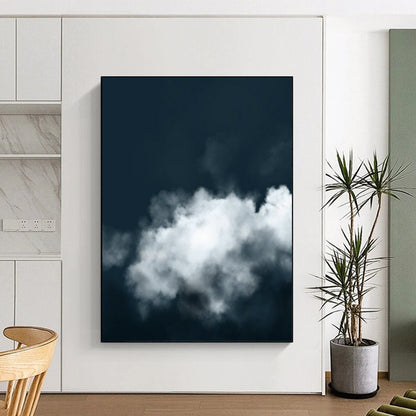“Dark Sky & Clouds” - Dark Blue, White Photographic Art On Canvas DTP233
