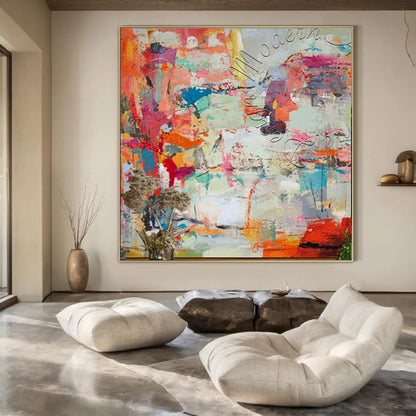 “Vibrant Mixed - Media Abstract” ，Mixed - Media Abstract Art CT0931