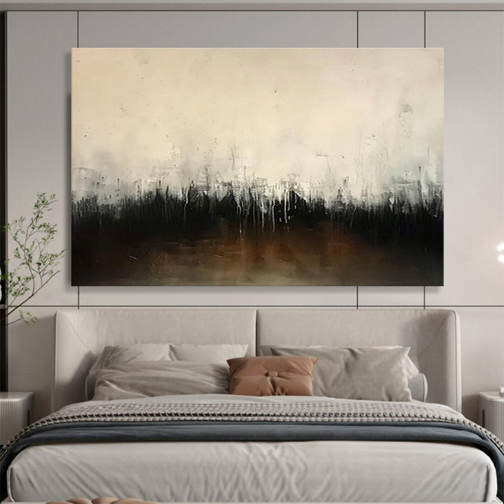Monochromatic Abstract - Muted Tones and Dripping Effects Painting On Canvas DKH048