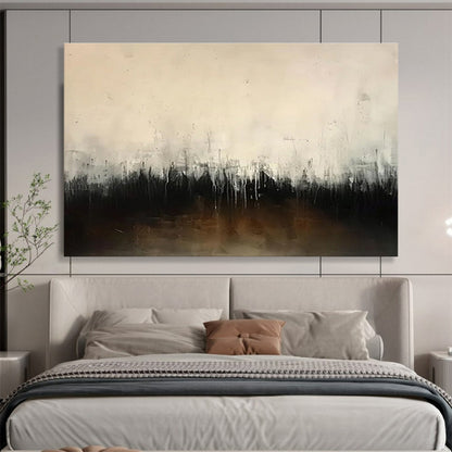 Monochromatic Abstract - Muted Tones and Dripping Effects Painting On Canvas DKH048