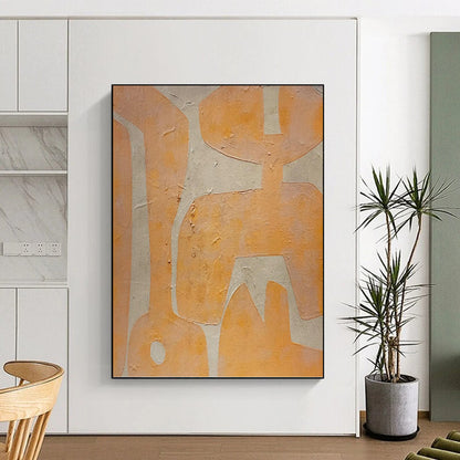 “Orange Geometric Forms” - Playful Abstract Painting On Canvas DKH1073