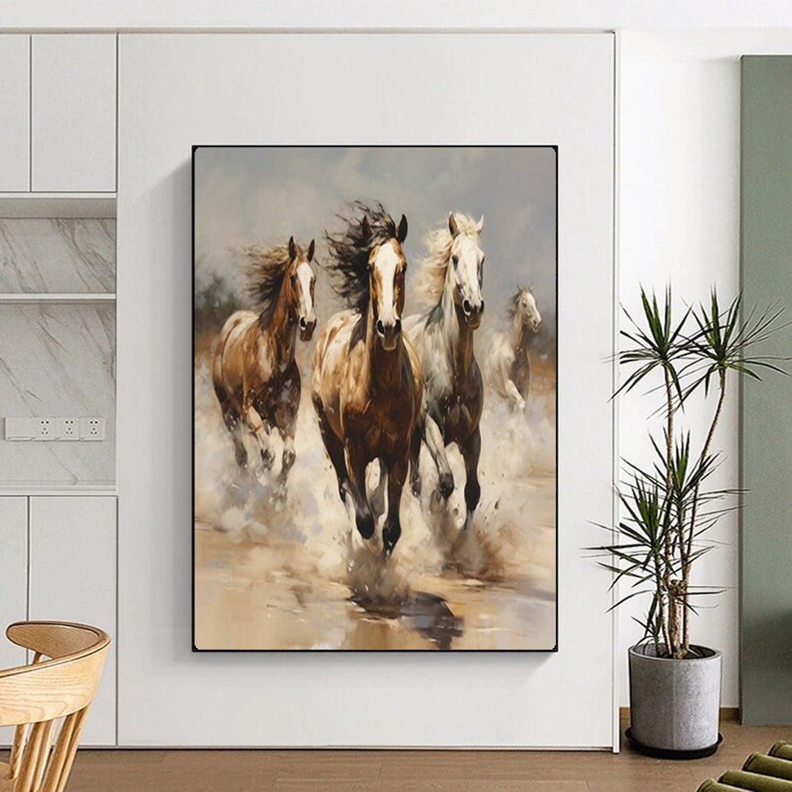 “Galloping Horses in Motion” – Dynamic Animal Oil Painting On Canvas CT2131