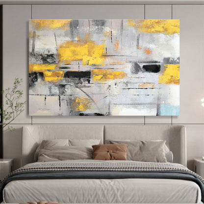 Gray and Gold Abstract Expressionist Painting On Canvas DKH285