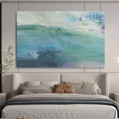 “Turquoise Abstract Seascape” Abstract Impressionist Painting On Canvas DKH417